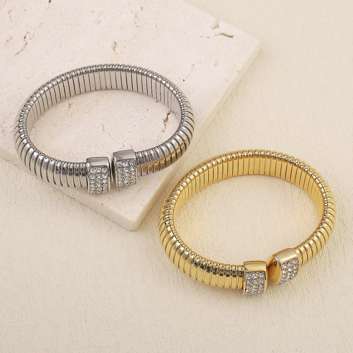ribbed cuff bracelet with pavé crystal tips – NOVAXI