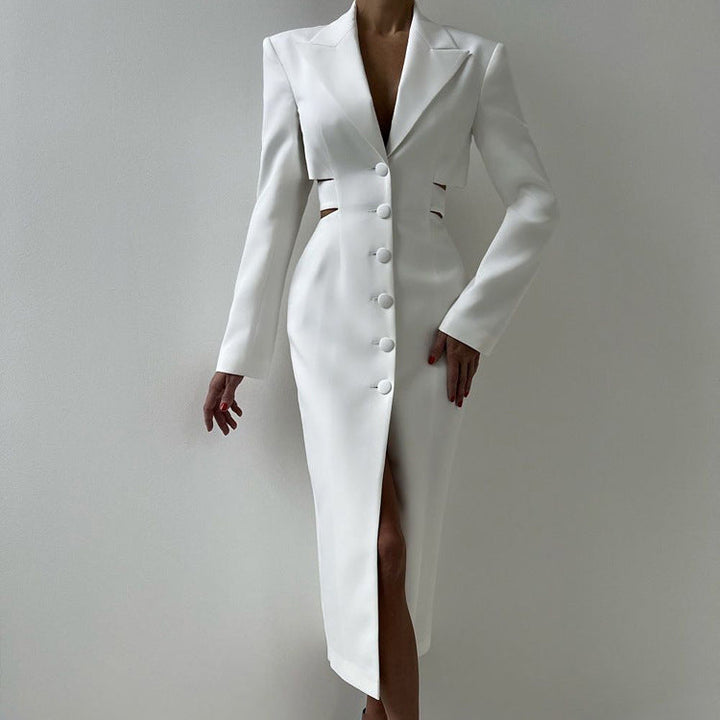 tailored cutout dress with front buttons – EVARA