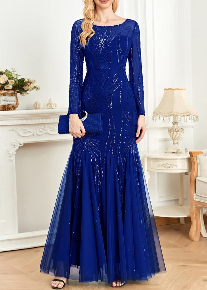 sequined mermaid gown with starburst pattern – ODD- Fistwqh