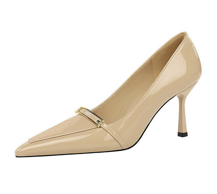 Patent Pointed Toe Buckle Stiletto Heels – ÉLISÉE