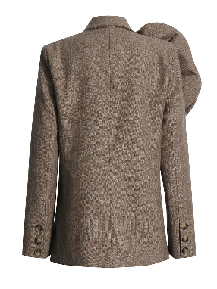 Houndstooth blazer with oversized floral detail - Viktu