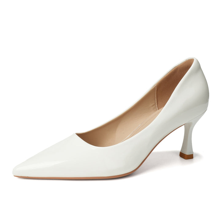 pointed-toe patent leather pumps with mid heel - LINABU