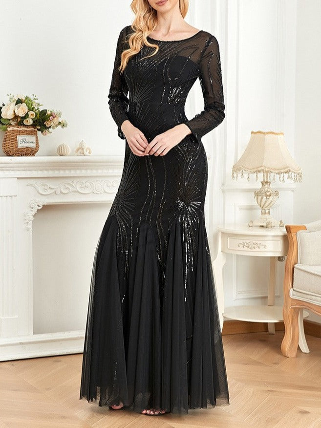 sequined mermaid gown with starburst pattern – ODD- Fistwqh