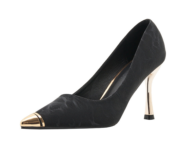 Metal Tip Stiletto Heels - Elegant