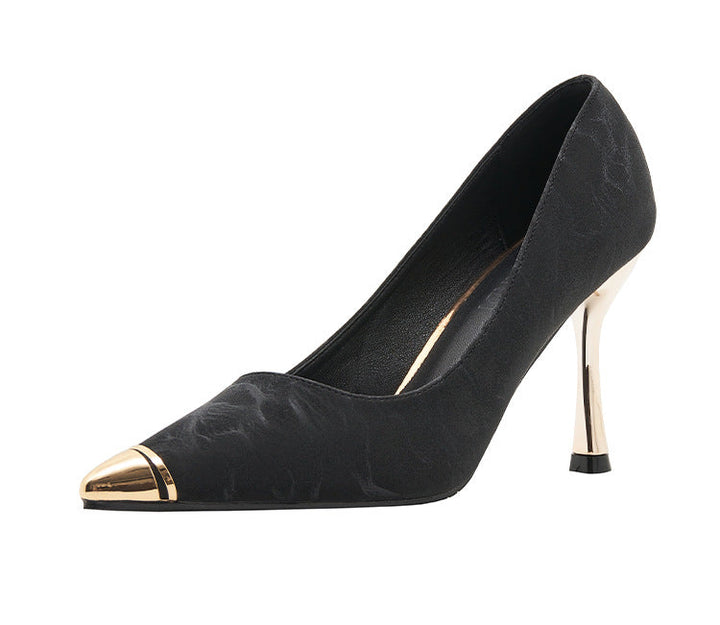 Metal Tip Stiletto Heels - Elegant