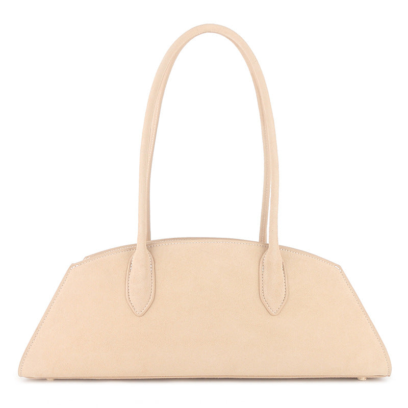 sleek half-moon leather tote with elongated handles – VELORA