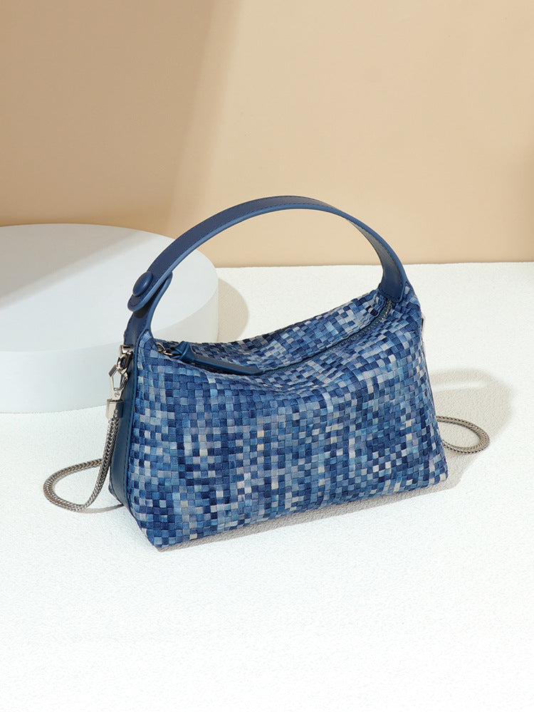 Woven Denim Shoulder Bag – AZURE