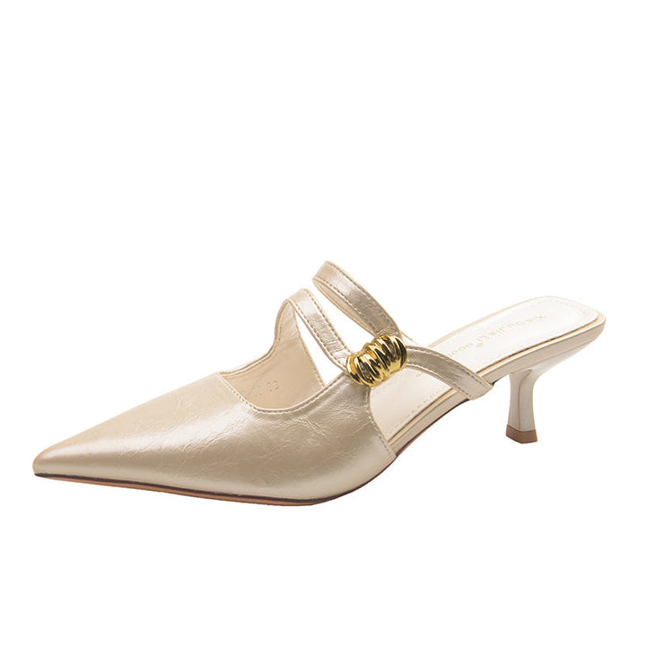 Ivory Pointed Mule Kitten Heels – VÉLARÉ