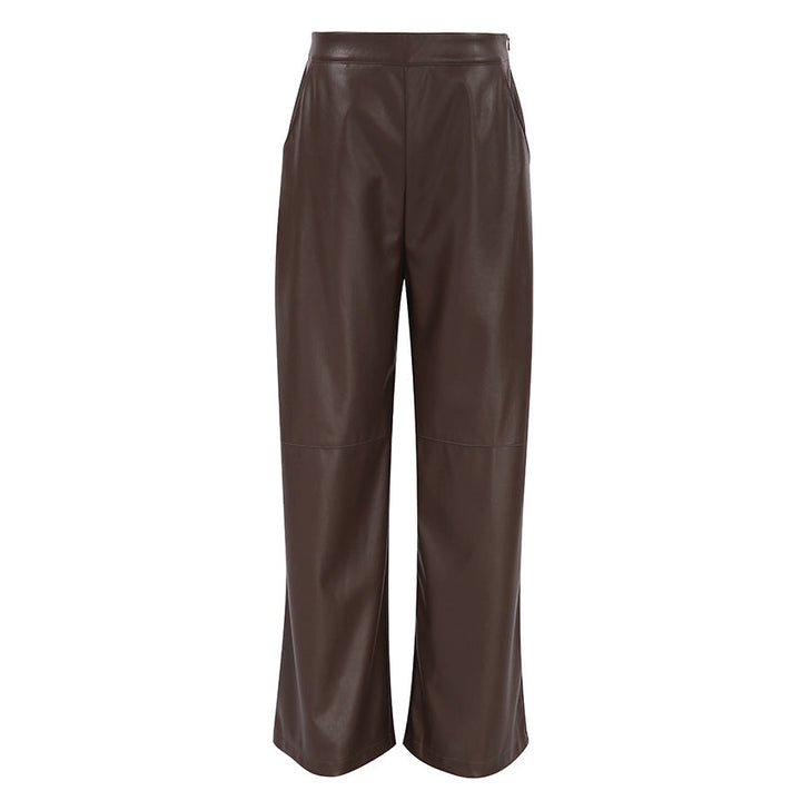 High-waist faux leather straight-leg pants – CASSIA