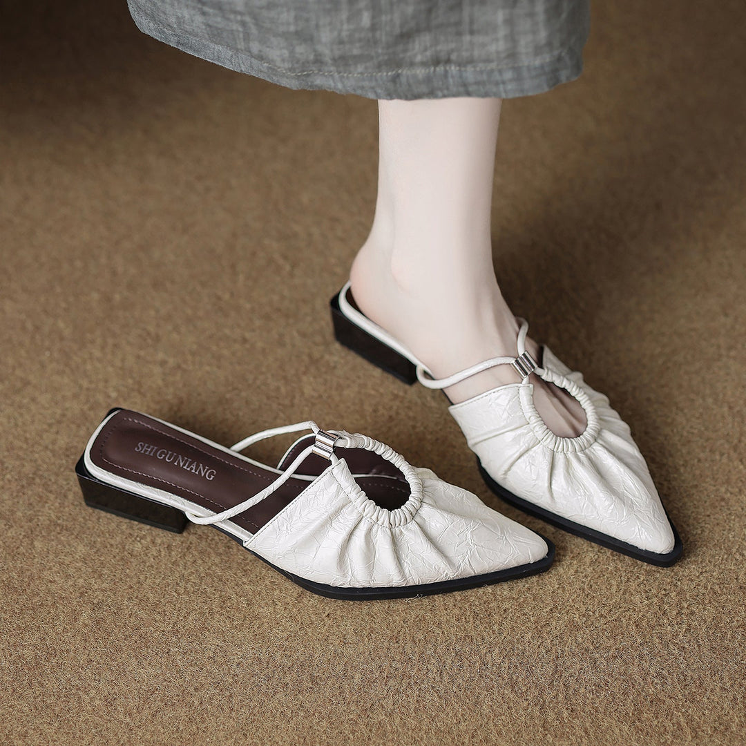 pointed-toe mules with ruched detail and double straps – AURORANDA