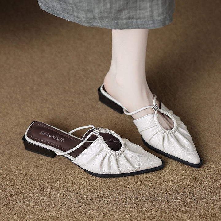 pointed-toe mules with ruched detail and double straps – AURORANDA