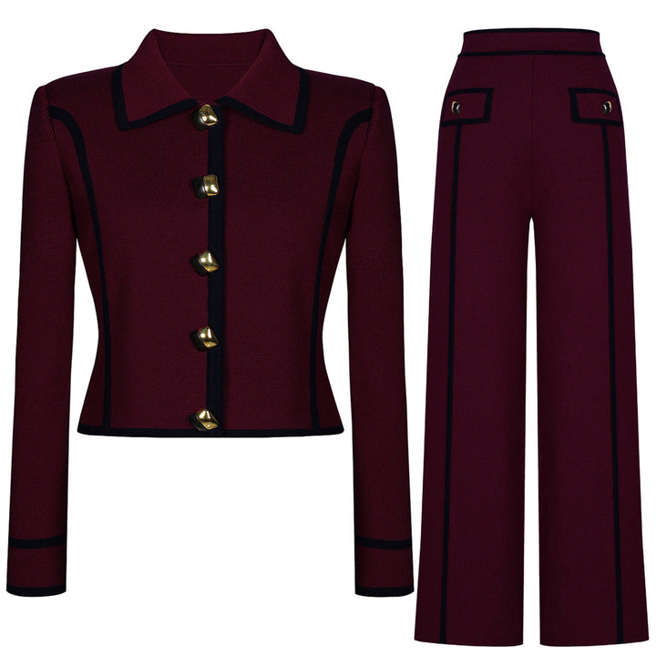 long sleeve tailored suit with contrast piping - DORRAZLI