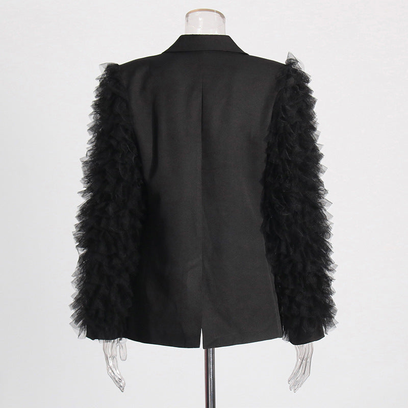 tailored blazer with layered tulle sleeves – YOUSSEF