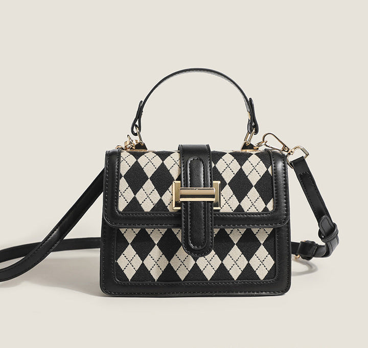 Argyle Pattern Top Handle Bag - Classic