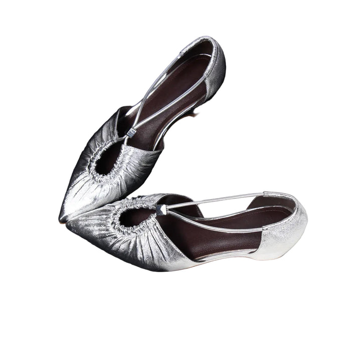 pointed-toe ruched flats with delicate strap detail – NOELIA