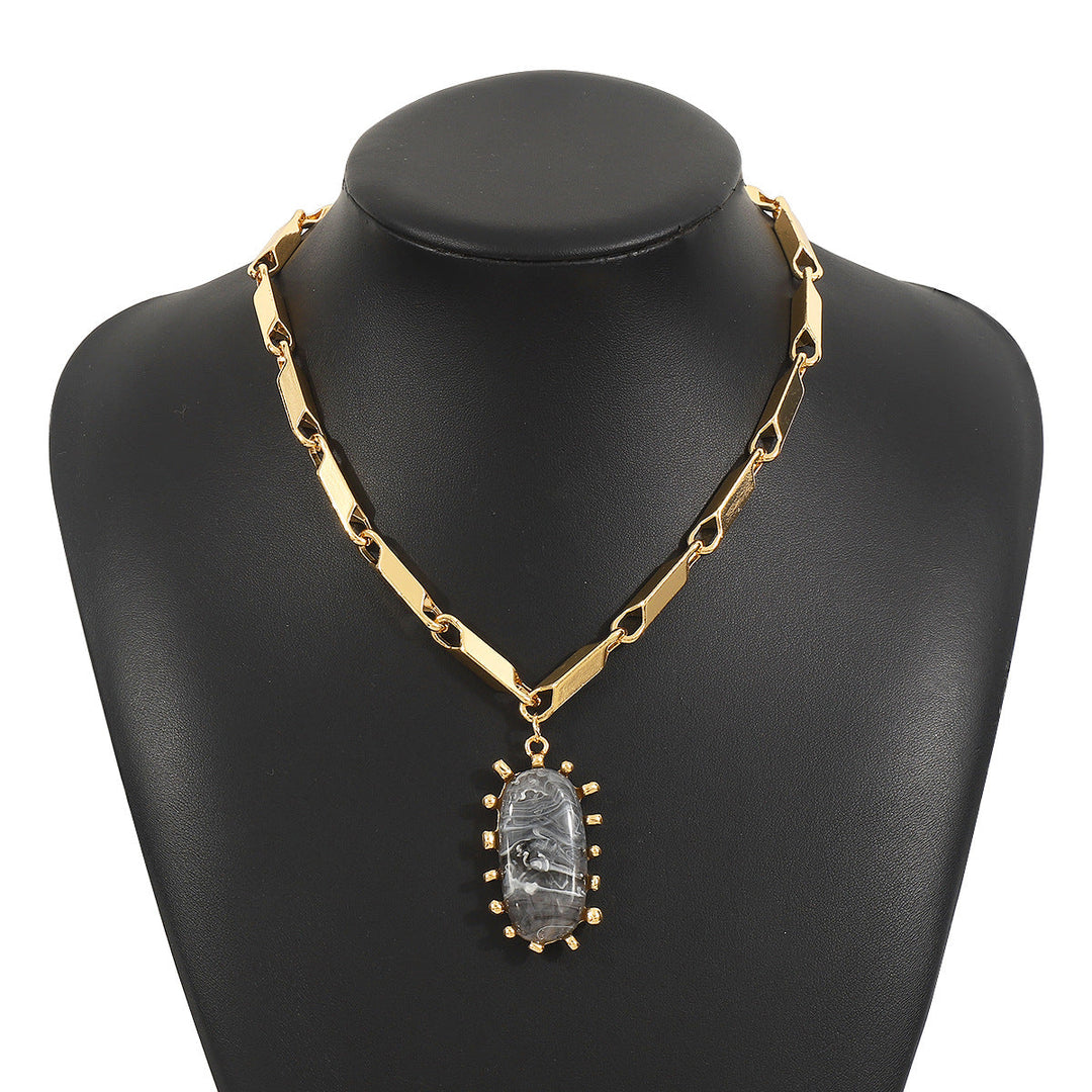 chunky link chain necklace with hammered disc details - REINAW