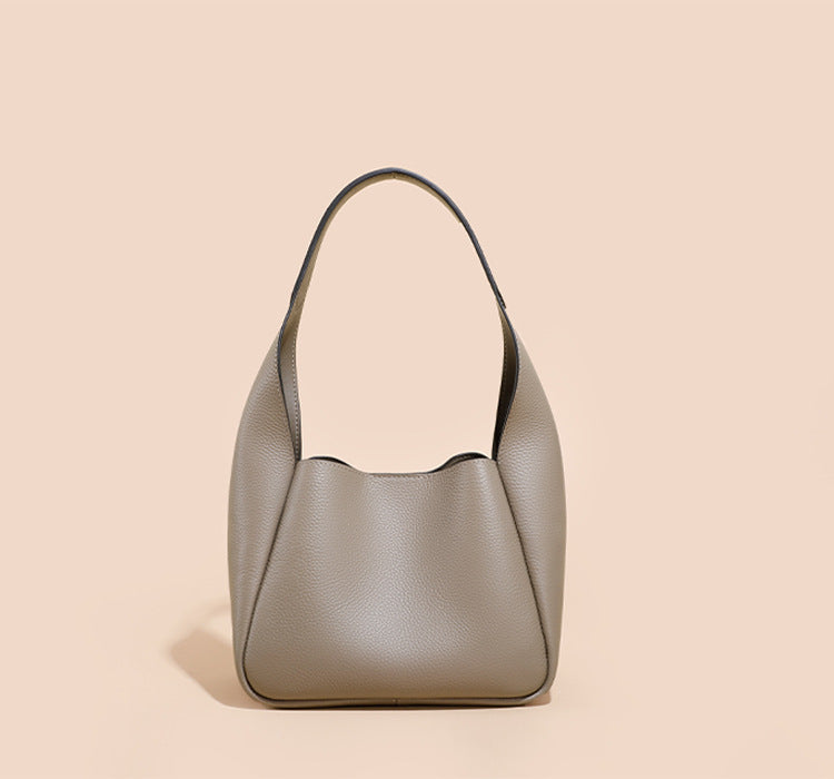 Minimalist Hobo Shoulder Bag in Textured Leather – OLIVE