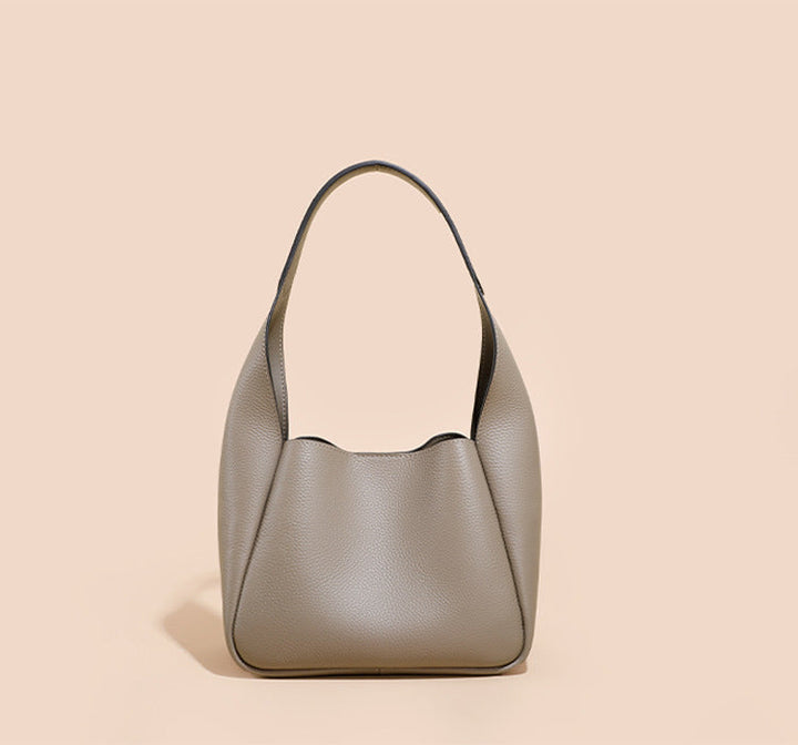 Minimalist Hobo Shoulder Bag in Textured Leather – OLIVE