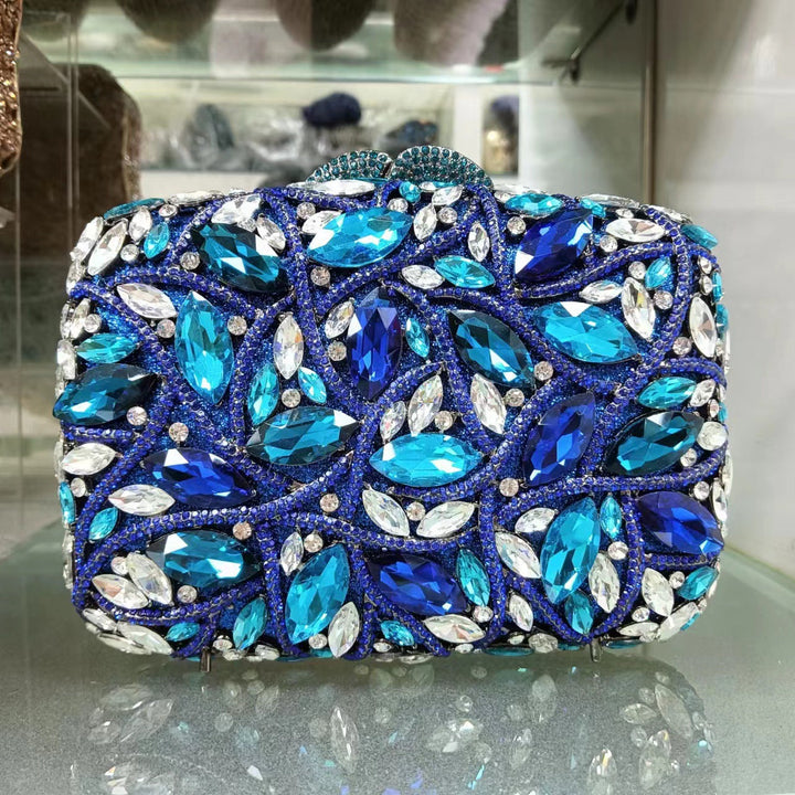 crystal embellished clutch with floral design - Enduri