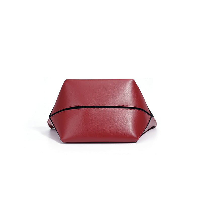 structured leather tote bag with wide side panels - ZARAZKI