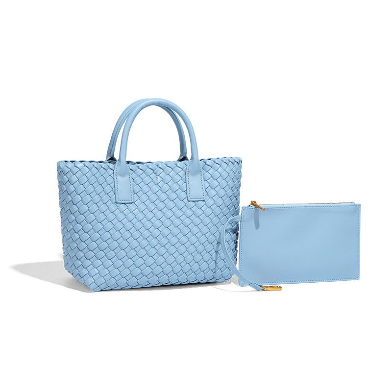 Woven Leather Tote Bag with Matching Wallet – ÉLORA