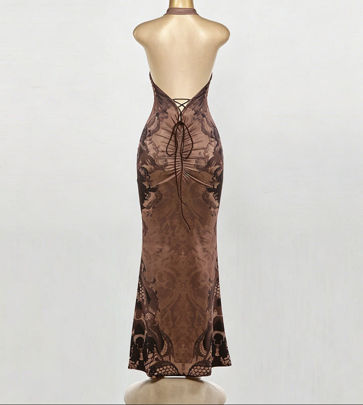 Vintage Halter Mermaid Maxi Dress - Velvet