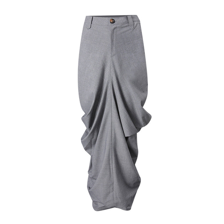 draped high-waist midi skirt with sculpted folds – GRAYSON