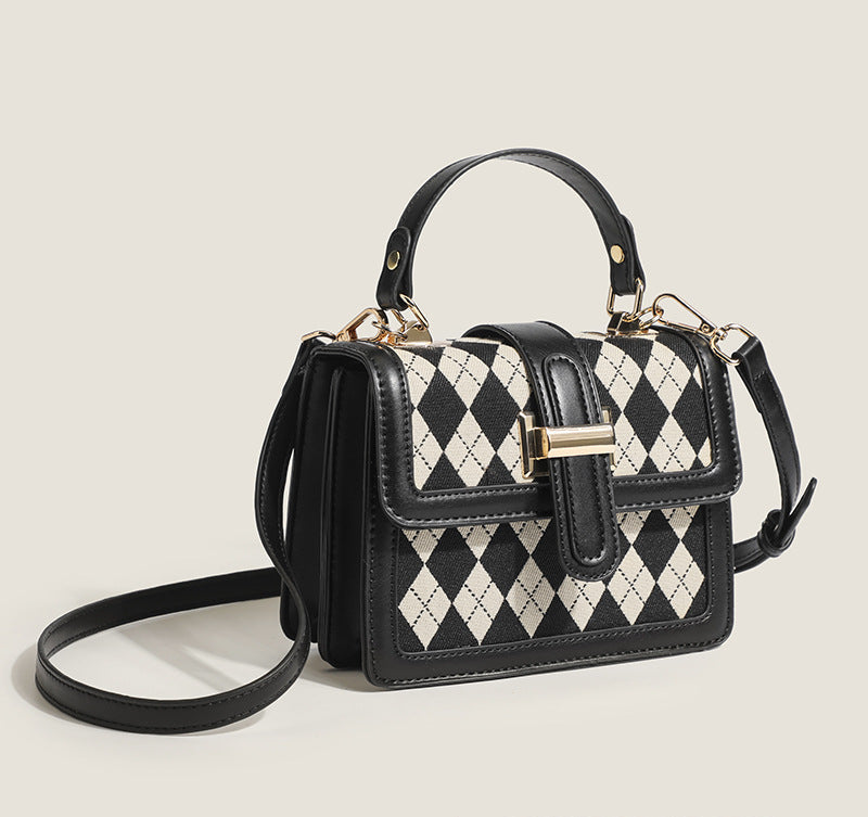 Argyle Pattern Top Handle Bag - Classic