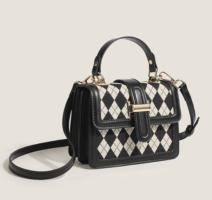 Argyle Pattern Top Handle Bag - Classic
