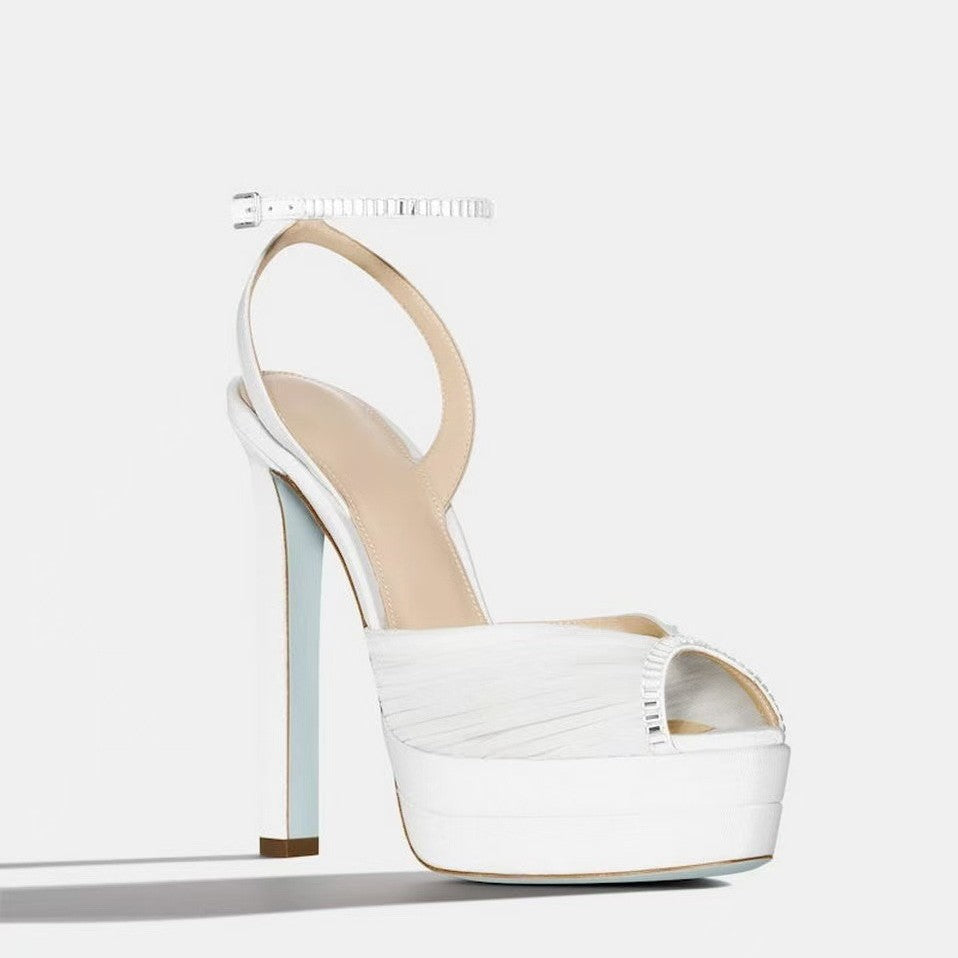 White Platform Peep Toe Stiletto Heels – Bridal