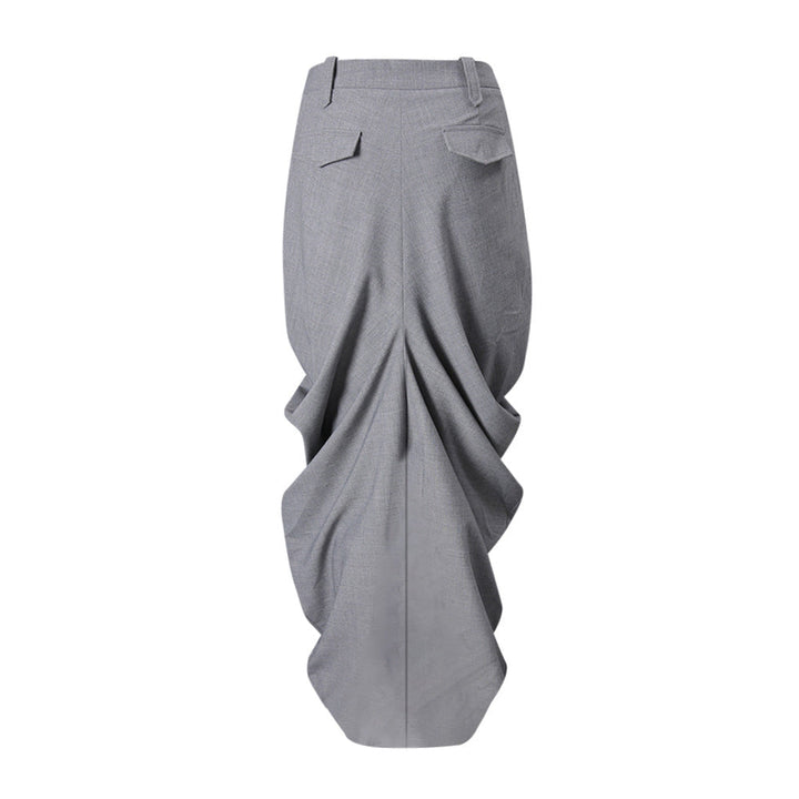 draped high-waist midi skirt with sculpted folds – GRAYSON