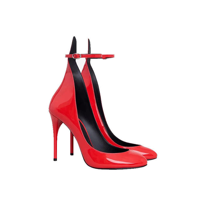 Dalmatian Print Ankle-Strap Stiletto Heels – MONO
