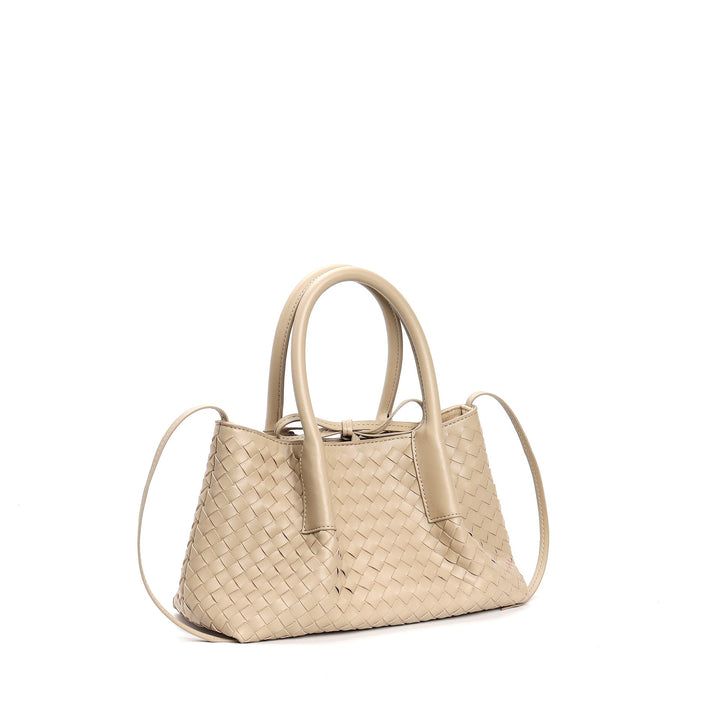 woven leather mini tote bag with tie closure - LIQTA
