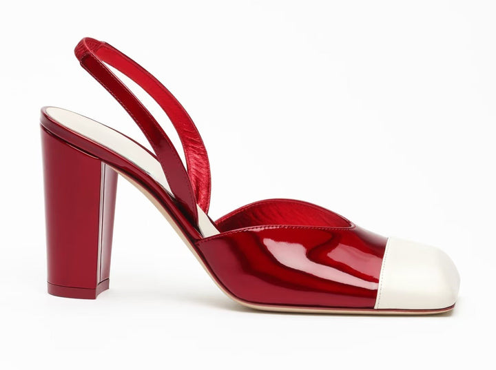 Red & White Patent Slingback Heels – Retro