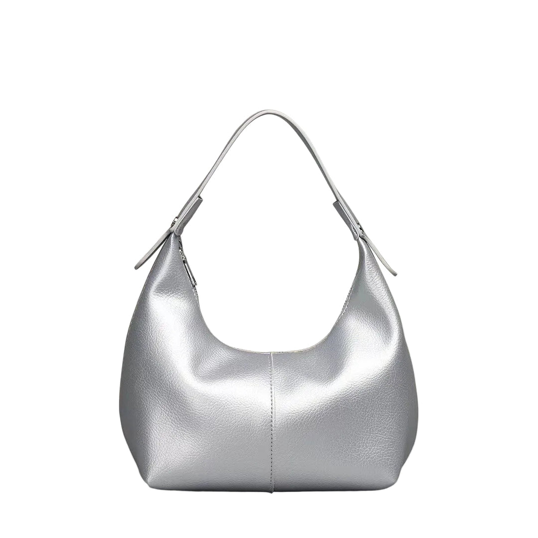 metallic leather crescent shoulder bag – AURORA