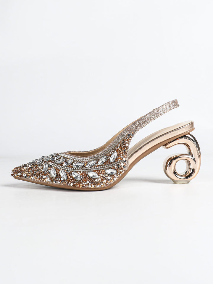 Crystal Embellished Slingback Heels - Glamorous
