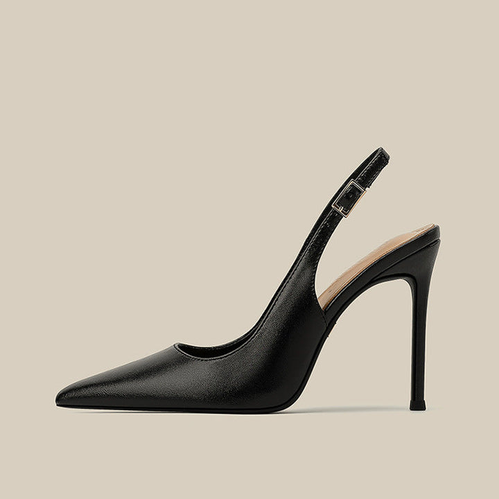 Pointed-Toe Leather Slingback Pumps – CAMILLE