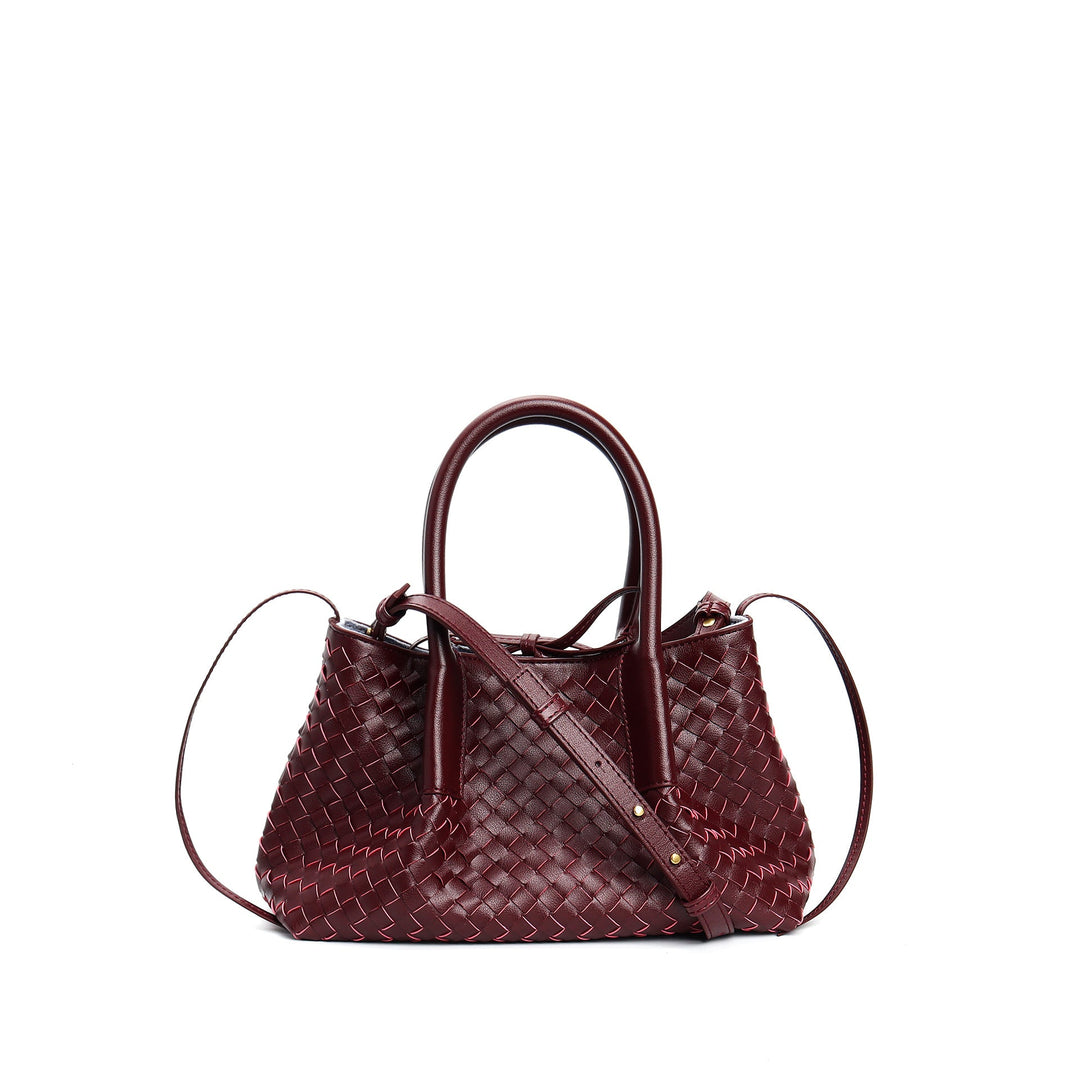 woven leather mini tote bag with tie closure - LIQTA