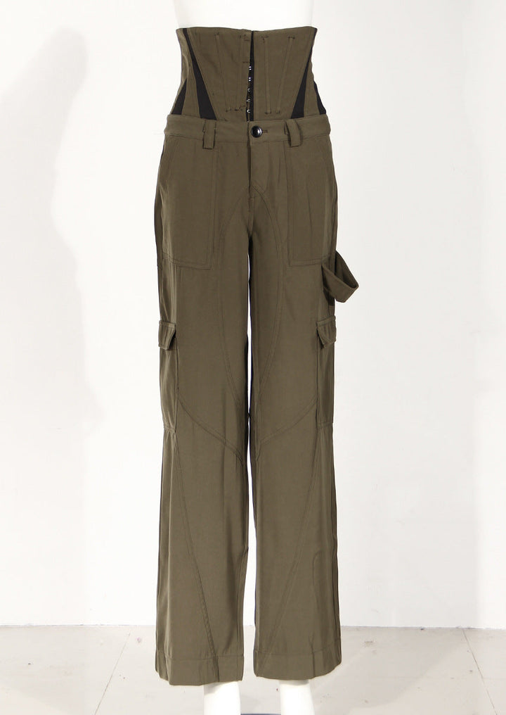 off-shoulder leather corset top with cargo pants – Felicitas