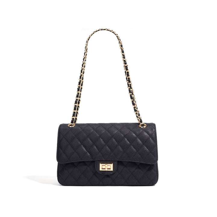 Black Quilted Chain Shoulder Bag – LUNÉVA