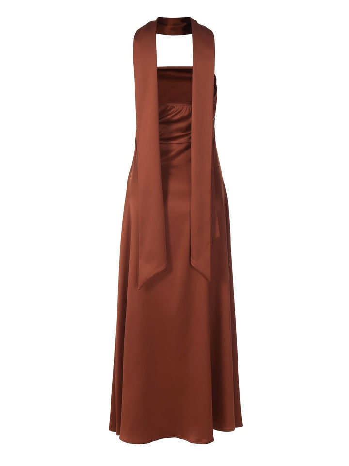Satin Halter Maxi Dress - SIENNA
