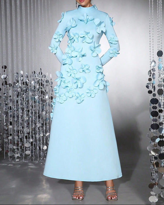 Long-sleeved mermaid dress with side pleats - Seran
