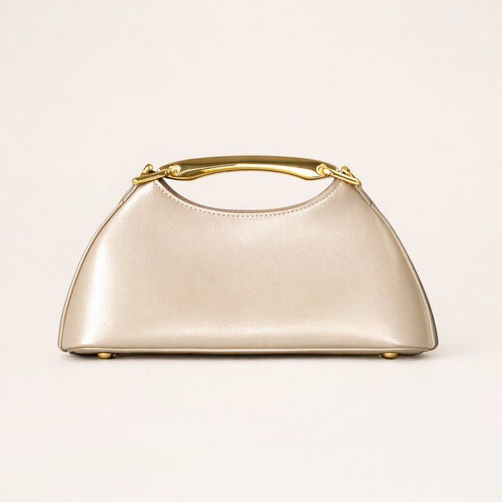 structured mini shoulder bag with gold handle – EMERALD