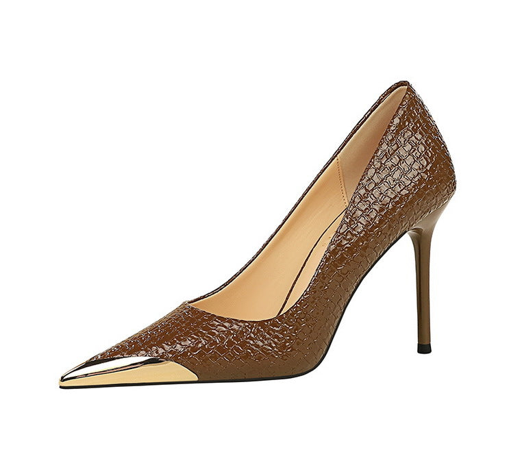 Croc-Embossed Pointed Toe Stiletto Heels – LUXE