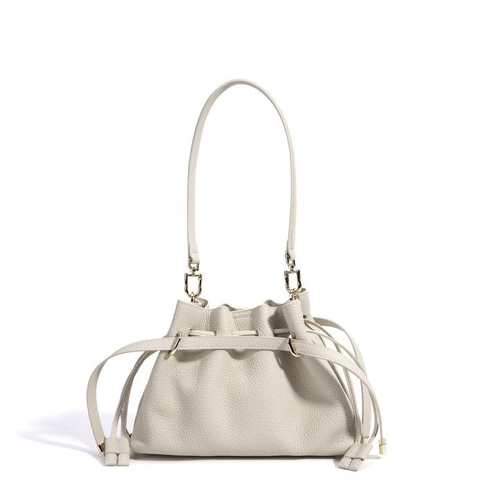 Taupe Drawstring Mini Bucket Bag – AVELINE