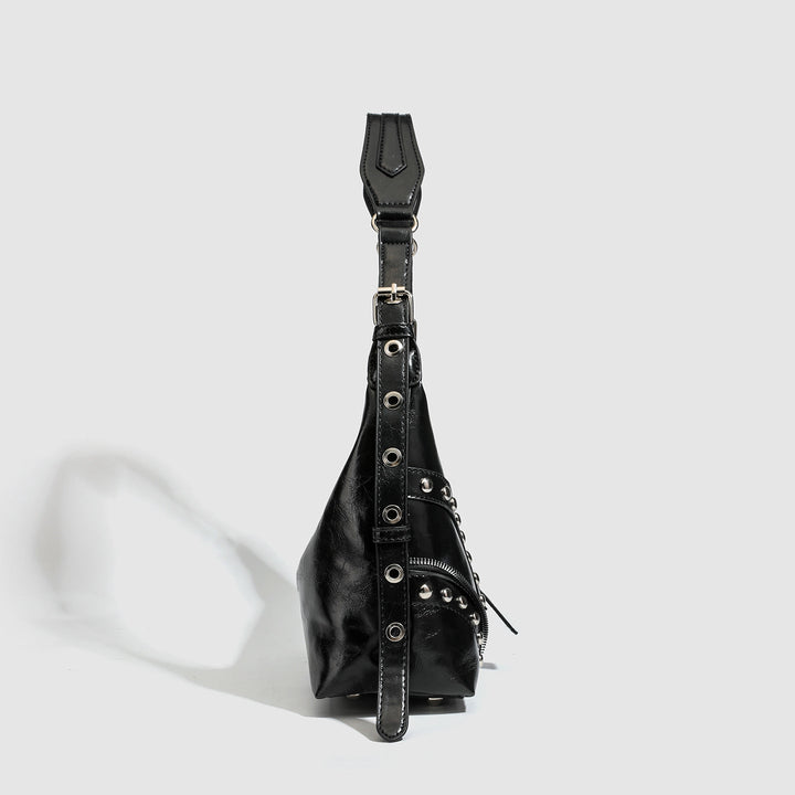 Vintage Studded Black Shoulder Bag -  Hobo
