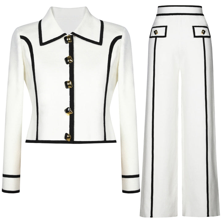 long sleeve tailored suit with contrast piping - DORRAZLI