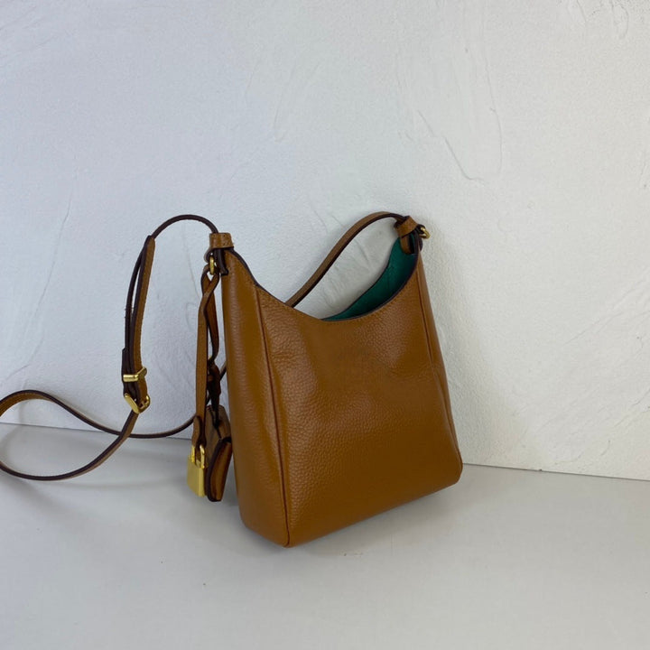 Black Pebbled Leather Mini Crossbody Bag – LUNARA