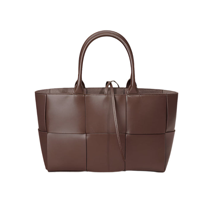 woven leather tote bag with dual top handles - ALVA