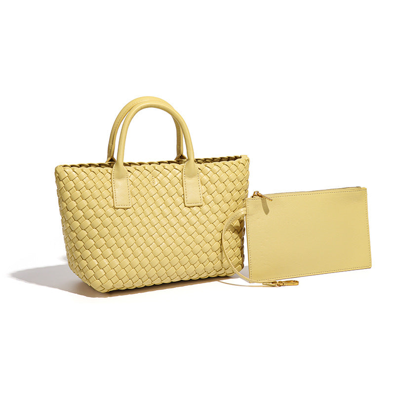 Woven Leather Tote Bag with Matching Wallet – ÉLORA
